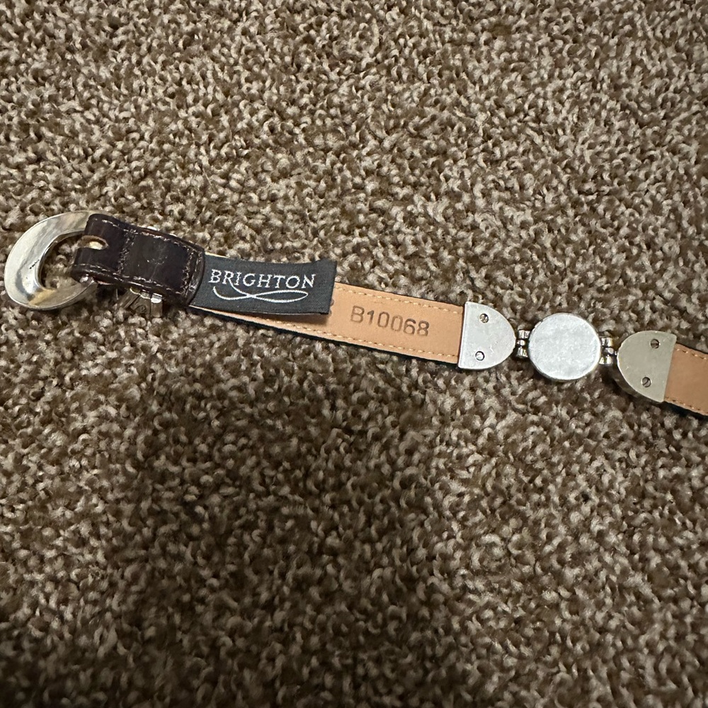 Brighton Dark Brown Leather Belt with Silver Details